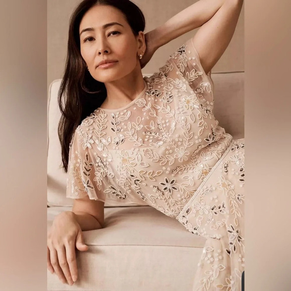 NWT Anthropologie Mac Duggal Evonna Dress 14 Wedding Mother of the Bride Ivory - Picture 3 of 16